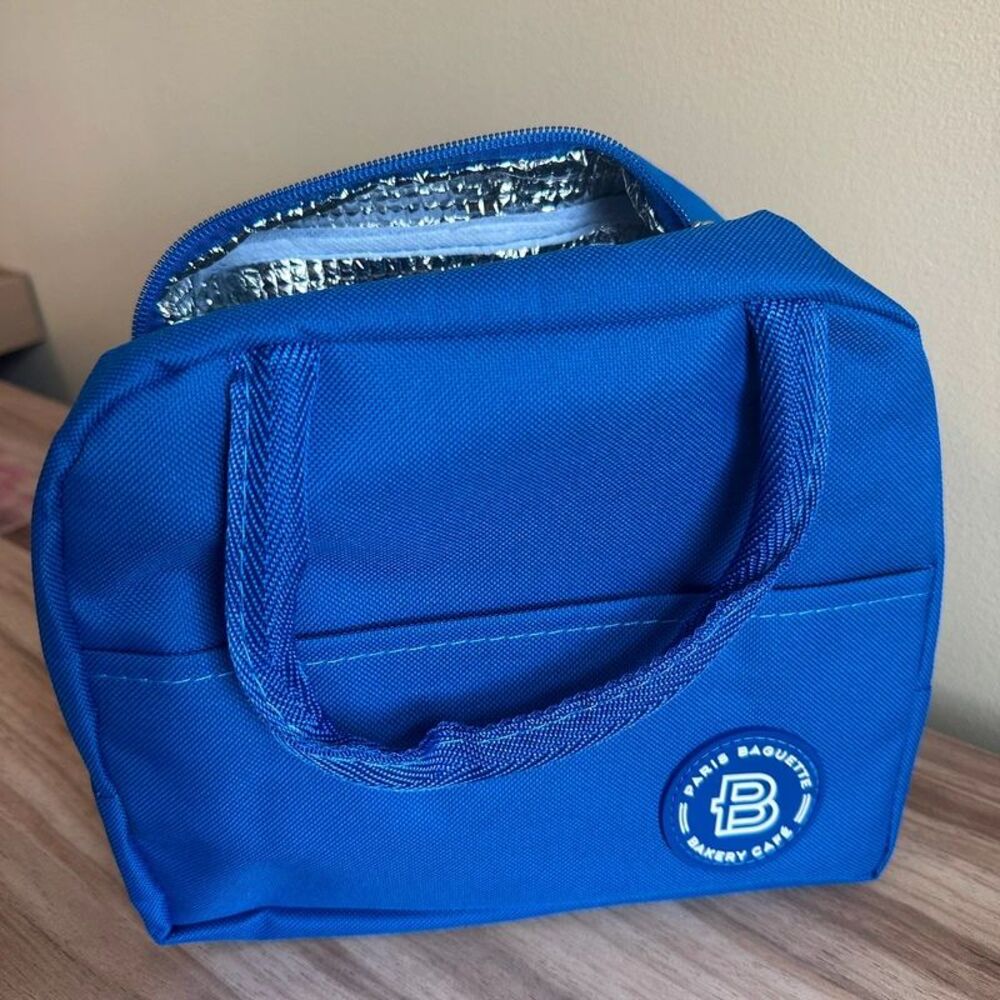 Paris Baguette Royal Blue Insulated Lunch Bag Cooler Tote Zip Top Pocket